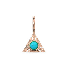 Load image into Gallery viewer, Triangle Shape 14k Yellow Solid Gold Fire Opal Charm Pendant Bezel Jewelry Finding / Moonstone Charm / Spectrolite / 4 Gemstone Choices - Jalvi &amp; Co.