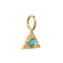 Load image into Gallery viewer, Triangle Shape 14k Yellow Solid Gold Fire Opal Charm Pendant Bezel Jewelry Finding / Moonstone Charm / Spectrolite / 4 Gemstone Choices - Jalvi &amp; Co.