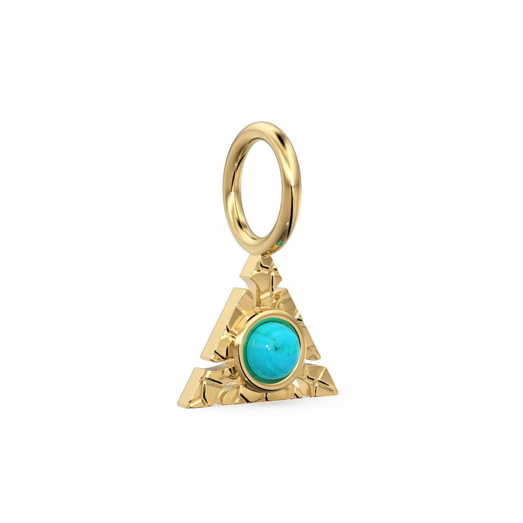 Triangle Shape 14k Yellow Solid Gold Fire Opal Charm Pendant Bezel Jewelry Finding / Moonstone Charm / Spectrolite / 4 Gemstone Choices - Jalvi & Co.