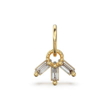 Load image into Gallery viewer, Trio 3 Baguette Diamond Tiny Charm Pendant / 14k 18k Solid Gold Pendant / Baguette Diamond Pendant / Petite Diamond Charm / Three Diamonds - Jalvi &amp; Co.