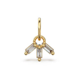 Trio 3 Baguette Diamond Tiny Charm Pendant / 14k 18k Solid Gold Pendant / Baguette Diamond Pendant / Petite Diamond Charm / Three Diamonds