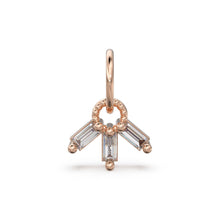 Load image into Gallery viewer, Trio 3 Baguette Diamond Tiny Charm Pendant / 14k 18k Solid Gold Pendant / Baguette Diamond Pendant / Petite Diamond Charm / Three Diamonds - Jalvi &amp; Co.