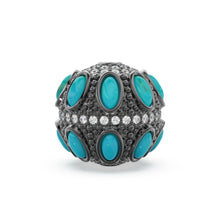 Load image into Gallery viewer, Turquoise and Diamond 14k 18k Solid Gold Tribal Look Spacer Finding Bead, Diamond and Turquoise Bead, Diamond Finding, Solid Gold Bead 13mm - Jalvi &amp; Co.