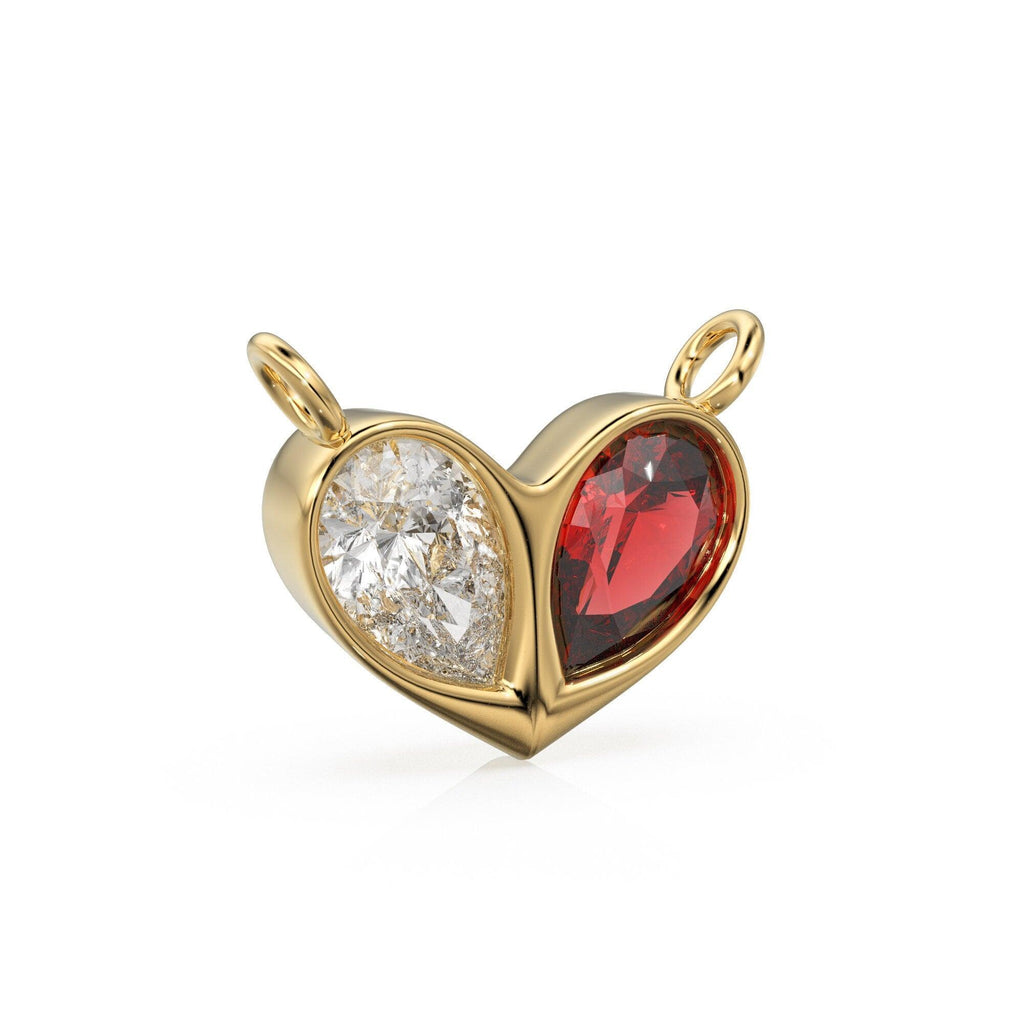 0.70ct Jumbo Sweetheart Ruby Diamond Heart Solid Gold Pendant Gift for him or her / Love Charm - Jalvi & Co.