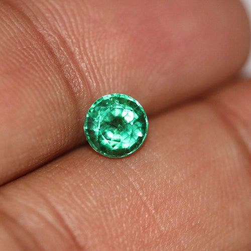 1.00ct Natural Zambian Earth Mined Emerald Round Rare Top Green Top Luster Gem - Jalvi & Co.