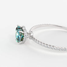 Load image into Gallery viewer, 1.02 Carat Heart Green Blue Sapphire Engagement Ring / Sapphire Cocktail Ring / White Gold Anniversary Ring / Sapphire Diamond Proposal Ring - Jalvi &amp; Co.