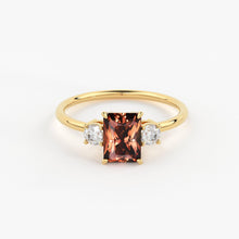 Load image into Gallery viewer, 1.1 Carat Red Orange Padparadscha Sapphire Luxury Ring / Unique Yellow Gold Sapphire Ring / Engagement Ring / Sapphire and Diamonds Ring - Jalvi &amp; Co.