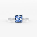 1.268 Carat Princess Cut Blue Sapphire Luxury Ring / Unique White Gold Sapphire Ring / Engagement Ring / Sapphire Diamond Cocktail Ring