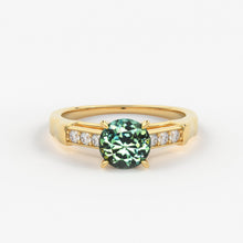 Load image into Gallery viewer, 1.412 Carat Round Cut Green Sapphire Luxury Ring / Unique White Gold Sapphire Ring / Engagement Ring / Teal Sapphire Diamond Cocktail Ring - Jalvi &amp; Co.