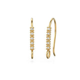 1 Diamond Set Ear Wires Finding 16.45mm 21 GAUGE 14k 18k Solid Gold Brilliant Round Diamond Earring