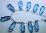 1 Match Pair, Aaa Quality,London Blue Quartz Faceted Pear Shaped Briolettes, 10X25mm Long Size,