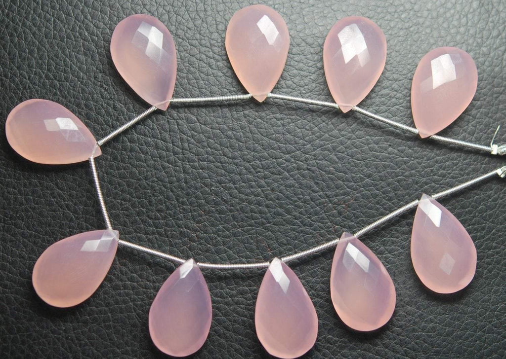 1 Match Pair -Aaa Rose Pink Chalcedony Faceted Pear Briolettes 30mm Large Size Calibrated Size - Jalvi & Co.