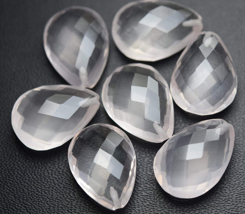 1 Match Pair, Half Drill, Super Rare Aaa Natural Rose Quartz Faceted Pear Briolettes Calibrated Size 13X18mm - Jalvi & Co.