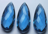 1 Match Pair, London Blue Quartz Faceted Pear Shaped Briolettes, 15X35mm Long Size,