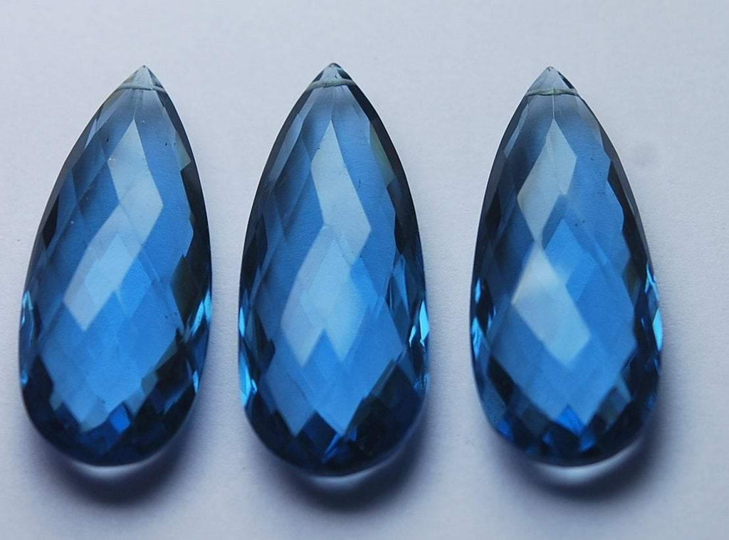 1 Match Pair, London Blue Quartz Faceted Pear Shaped Briolettes, 15X35mm Long Size, - Jalvi & Co.