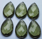 1 Match Pair,Front Drilled,Olive Quartz Faceted Pear Shape Briolettes Calibrated Size 16X25mm