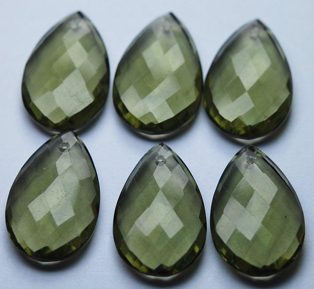 1 Match Pair,Front Drilled,Olive Quartz Faceted Pear Shape Briolettes Calibrated Size 16X25mm - Jalvi & Co.