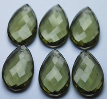 Load image into Gallery viewer, 1 Match Pair,Front Drilled,Olive Quartz Faceted Pear Shape Briolettes Calibrated Size 16X25mm - Jalvi &amp; Co.