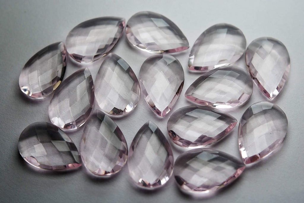 1 Match Pair,Rose Pink Quartz Faceted Pear Shape Briolettes Calibrated Size 14X20mm - Jalvi & Co.