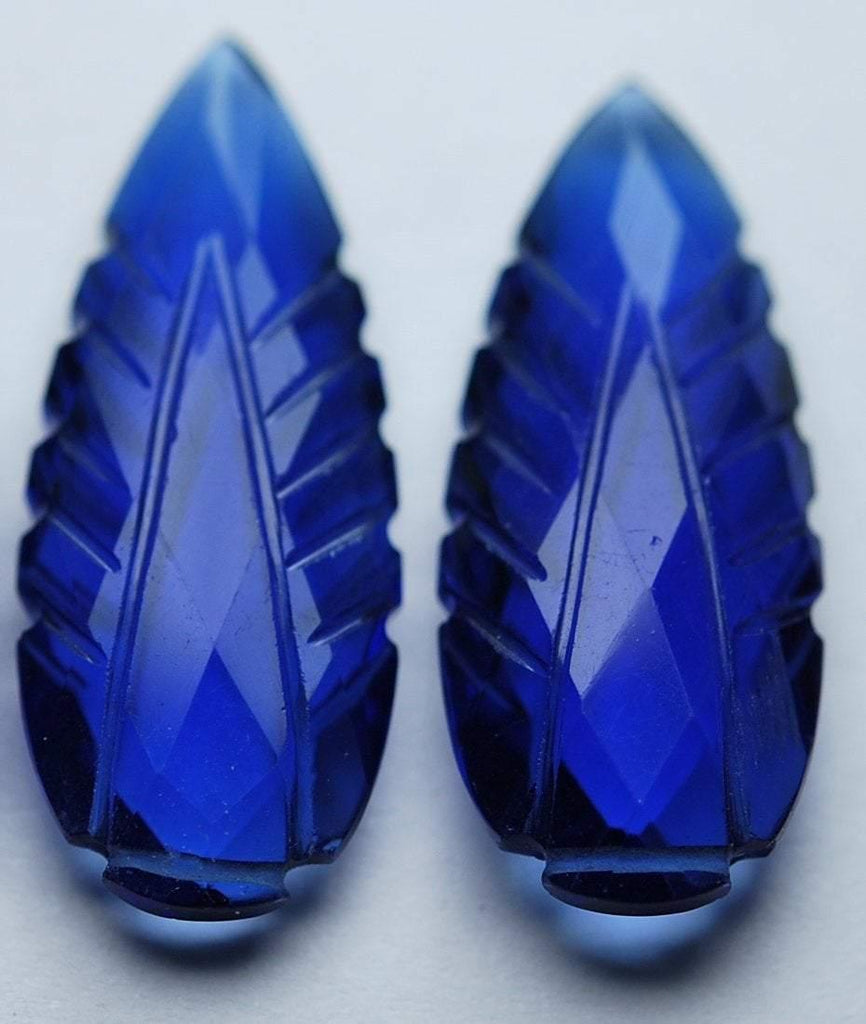 1 Matched Pairs Kyanite Blue Quartz Carving Faceted Pear Shape Briolette's, 12X30mm - Jalvi & Co.