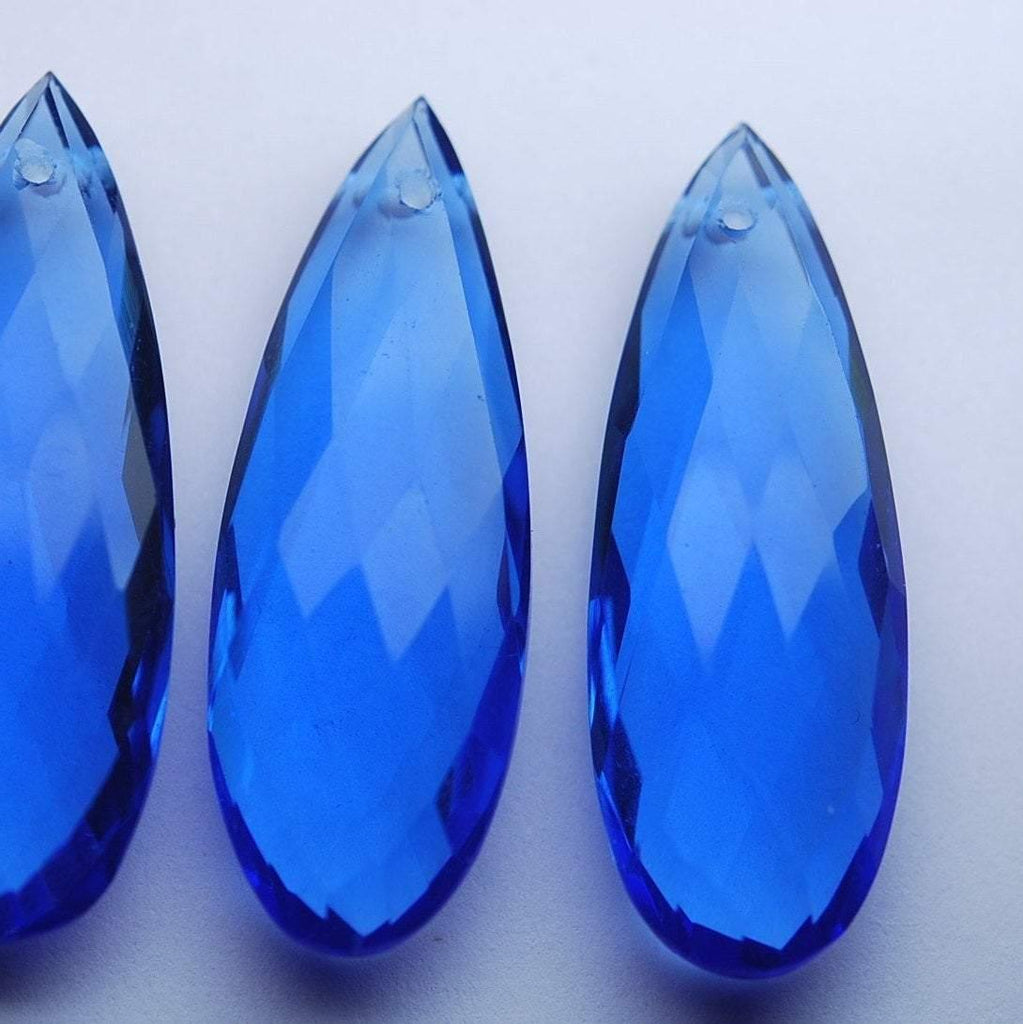 1 Matched Pairs Tanzanite Blue Quartz Front Drilled Faceted Pear Briolettes Size, 10X30mm - Jalvi & Co.