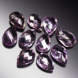 1 matching pair, 14x10mm, Natural Pink Amethyst Faceted Pear Drop Gemstone Loose Beads