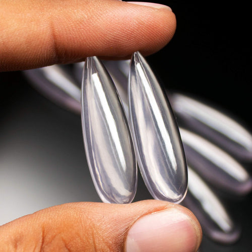 1 matching pair, 35x10mm, Natural Rose Pink Quartz Smooth Pear Drops Briolette Gemstone Loose Beads - Jalvi & Co.