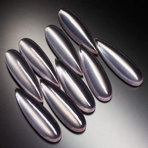 1 matching pair, 35x10mm, Natural Rose Pink Quartz Smooth Pear Drops Briolette Gemstone Loose Beads - Jalvi & Co.