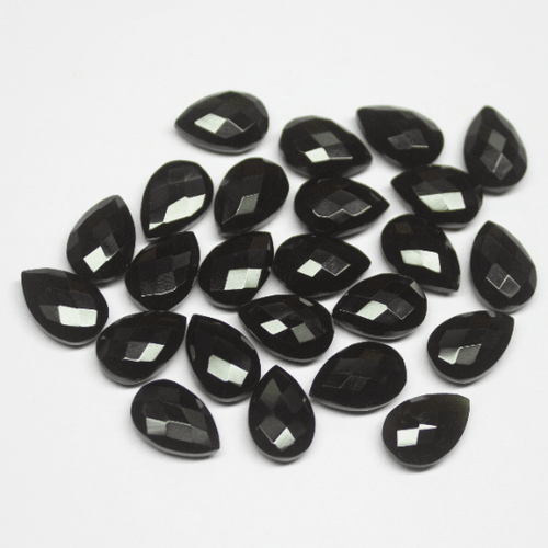 1 matching pair Natural Black Onyx Faceted Pear Drops Briolette Gemstone Beads 25x15mm - Jalvi & Co.