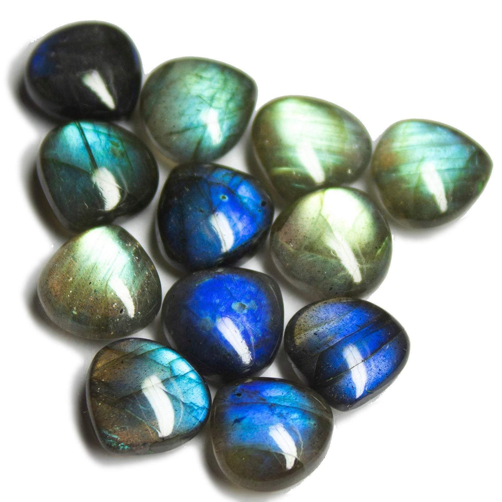 1 matching pair, Natural Blue Labradorite Smooth Heart Beads 10mm - Jalvi & Co.