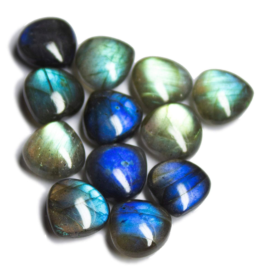 1 matching pair, Natural Blue Labradorite Smooth Heart Beads 10mm - Jalvi & Co.