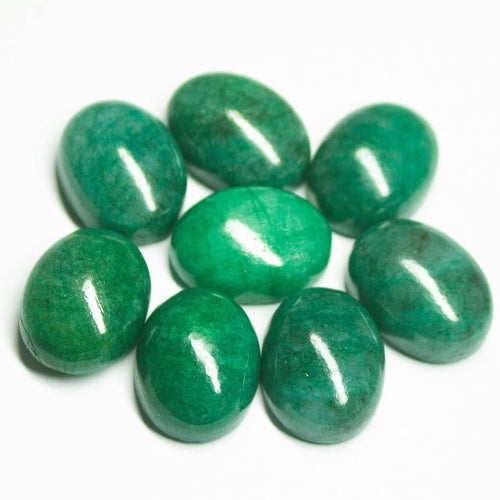 1 matching pair Natural Green Emerald Smooth Oval Cabochon Loose Gemstone 20x15mm - Jalvi & Co.