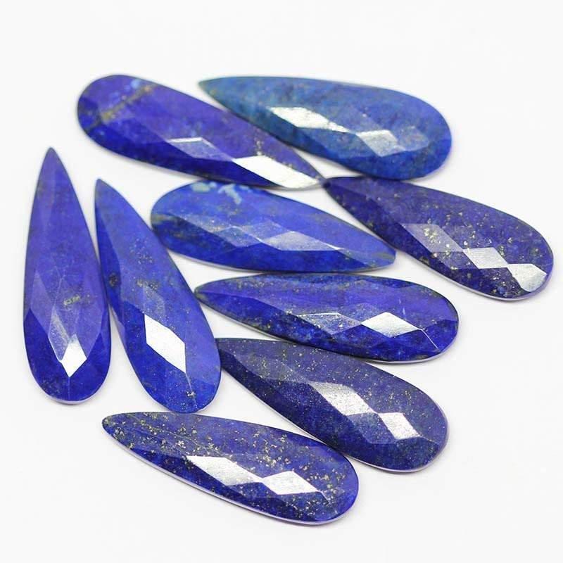 1 matching pair, Natural Lapis Lazuli Faceted Pear Drop Briolette Loose Gemstone Beads, 31x10mm - Jalvi & Co.