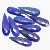 1 matching pair, Natural Lapis Lazuli Faceted Pear Drop Briolette Loose Gemstone Beads, 31x10mm