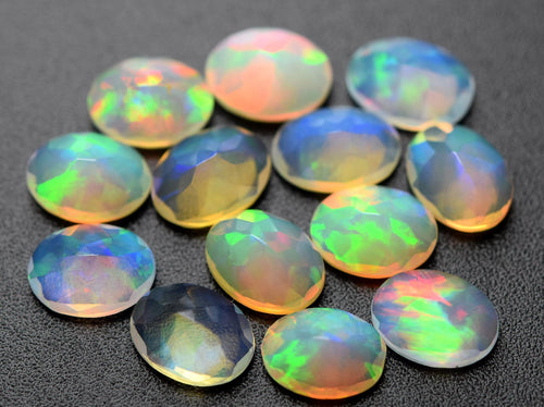 1 Pcs Opal Cabochon- Faceted Oval Shape , 1 Piece Of 8X6mm Natural Ethiopian Opal - Jalvi & Co.