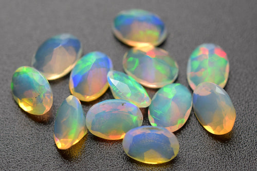 1 Pcs Opal Cabochon- Faceted Oval Shape , 1 Piece Of 8X6mm Natural Ethiopian Opal - Jalvi & Co.