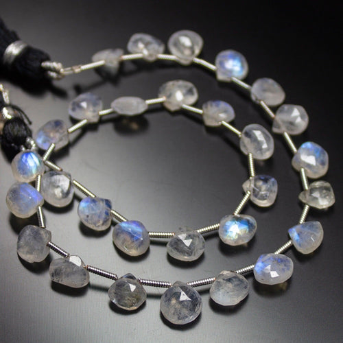 1 Strand Rainbow Moonstone Faceted Heart Drops Briolette Loose Gemstone Beads Strand, 9 inches, 8mm - Jalvi & Co.