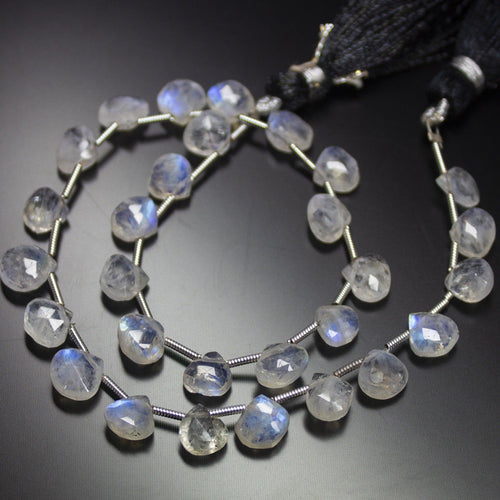 1 Strand Rainbow Moonstone Faceted Heart Drops Briolette Loose Gemstone Beads Strand, 9 inches, 8mm - Jalvi & Co.