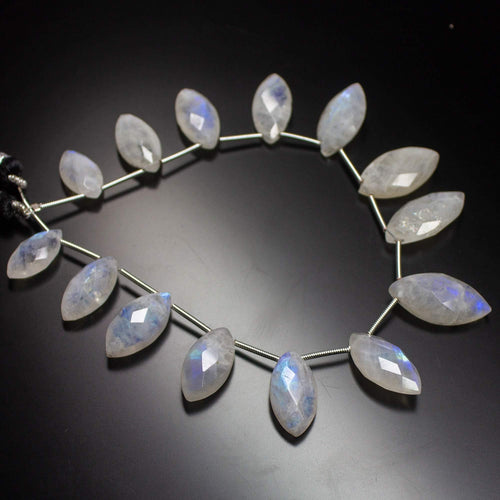 1 Strand Rainbow Moonstone Faceted Marquise Briolette Loose Gemstone Beads Strand, 8 inches, 16-23mm - Jalvi & Co.