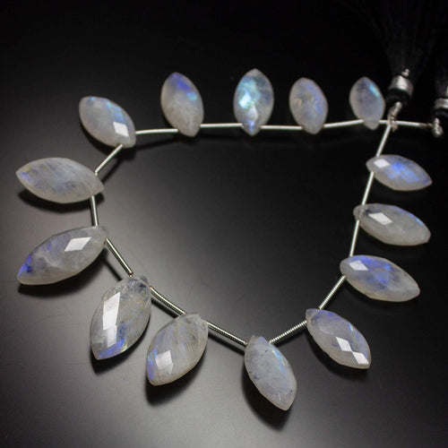 1 Strand Rainbow Moonstone Faceted Marquise Briolette Loose Gemstone Beads Strand, 8 inches, 16-23mm - Jalvi & Co.