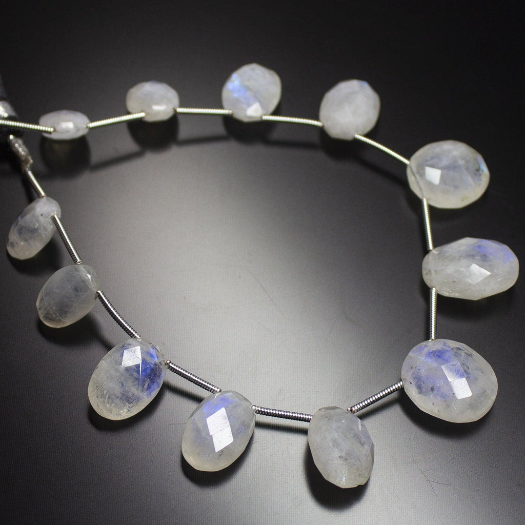 1 Strand Rainbow Moonstone Faceted Oval Briolette Loose Gemstone Beads Strand, 7 inches, 11-16mm - Jalvi & Co.