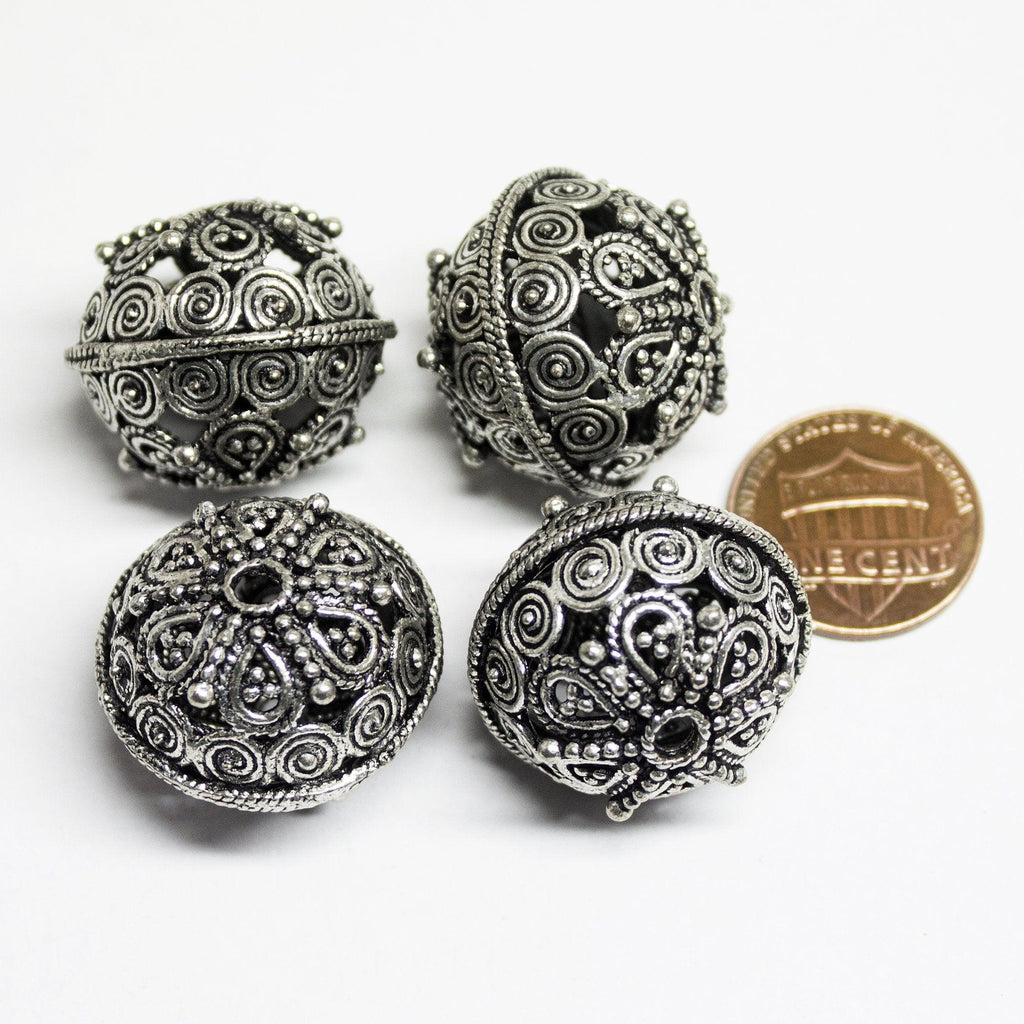 1 Tribal Huge Spacer Bead Antique Silver Tone - Jalvi & Co.