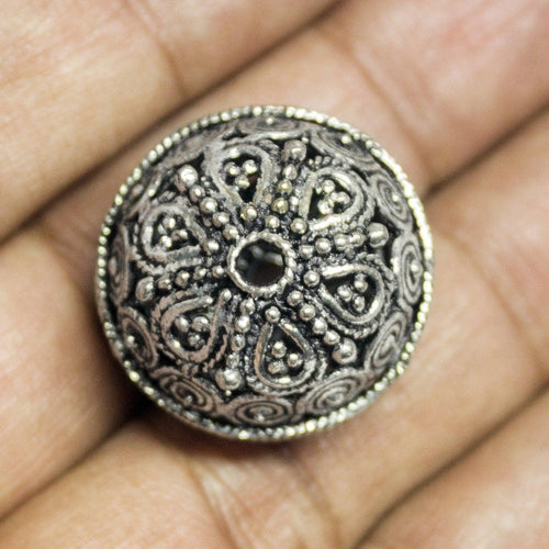 1 Tribal Huge Spacer Bead Antique Silver Tone - Jalvi & Co.