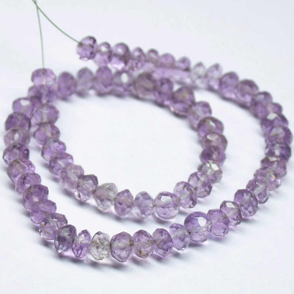 10.5 inch, 5mm 6mm, Pink Amethyst Faceted Rondelle Beads, Amethyst Beads - Jalvi & Co.