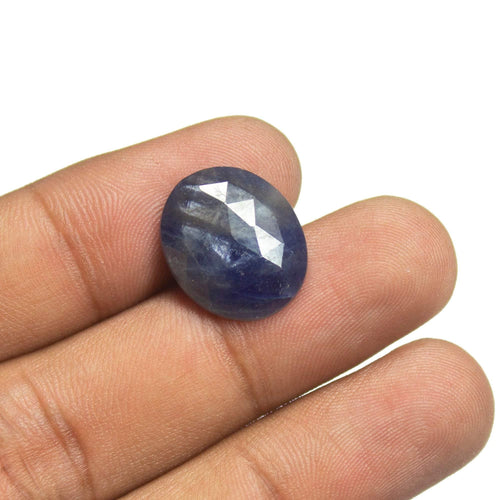 10.5cts Natural Untreated Unheated Blue Sapphire Rose Cut Oval Flat Back Gemstone 17x14x4mm - Jalvi & Co.