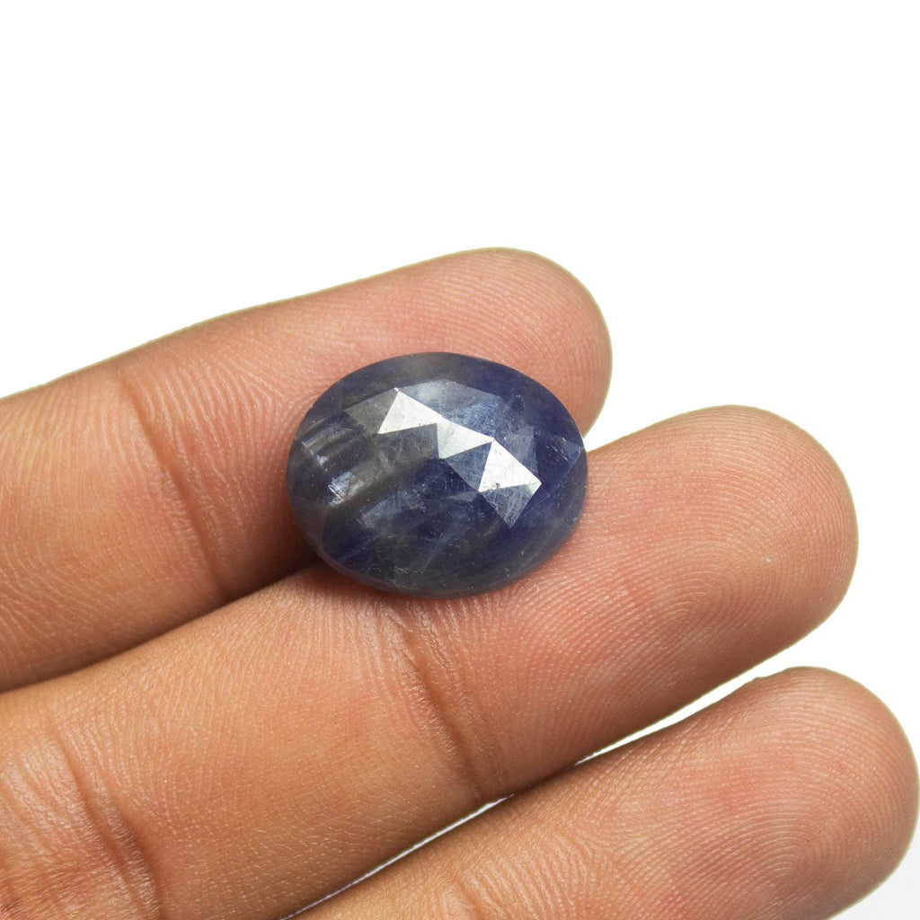 10.5cts Natural Untreated Unheated Blue Sapphire Rose Cut Oval Flat Back Gemstone 17x14x4mm - Jalvi & Co.