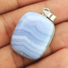 Load image into Gallery viewer, 10.82g, Totally Handmade Blue Lace Agate 925 Sterling Silver Pendant, Agate Pendant - Jalvi &amp; Co.