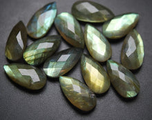 Load image into Gallery viewer, 10 Beads Super Finest Yellow Flash Labradorite Faceted Pear Shape Briolettes Size 10X20mm - Jalvi &amp; Co.