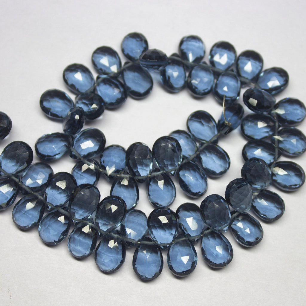 10 beads,10-11mm, Natural London Blue Topaz Quartz Faceted Pear Drop Briolette Loose Gemstone Beads - Jalvi & Co.