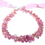 10 Beads,Finest Quality,Natural Pink Sapphire Faceted Pear Shaped Briolette,Size 9-10mm